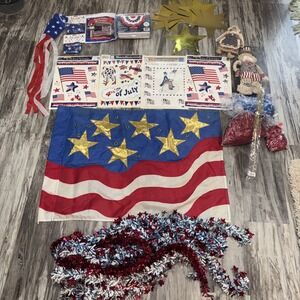 Large Mixed Decoration Flag Lot 4th of July Patriotic Independence Day READ